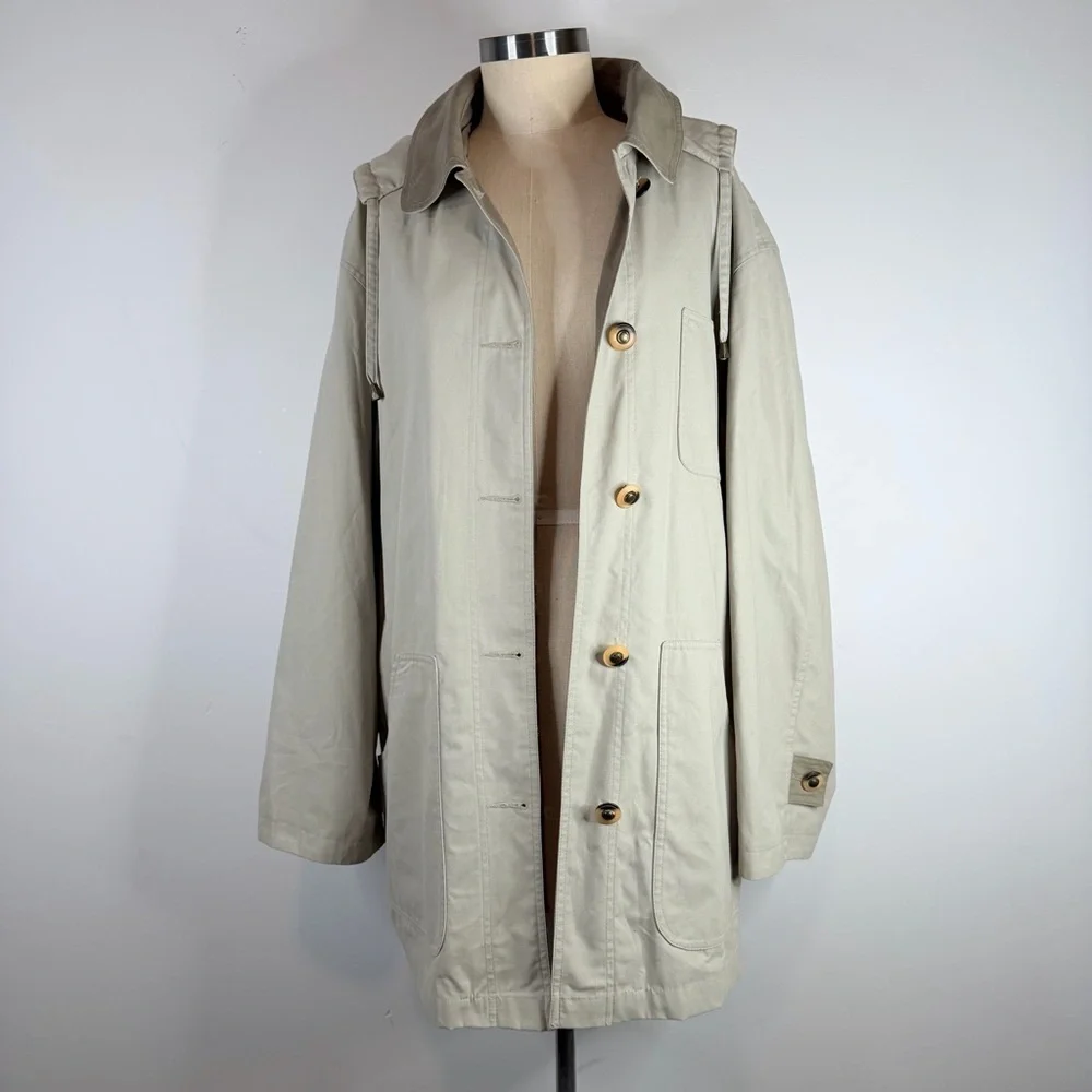 Vintage Fleet Street Beige Hooded Anorak Jacket - Women's Large Removable Hood - Picture 9 of 11